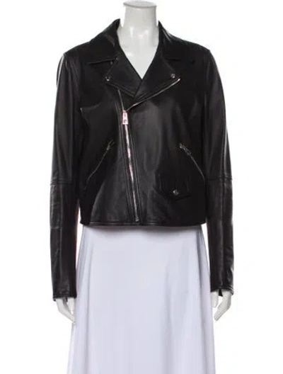 Pre-owned Loewe Lamb Leather Biker Jacket In Gray