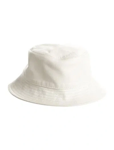Pre-owned Loewe Lamb Leather Bucket Hat In White
