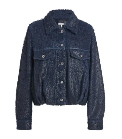 Loewe Lamb Leather Jacket In Blue