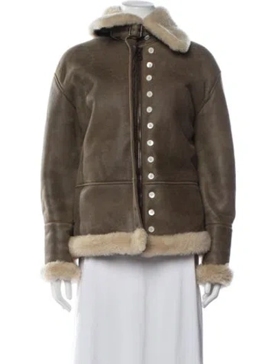 Pre-owned Loewe Lamb Leather Jacket In Green