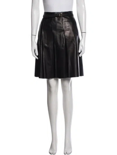 Pre-owned Loewe Lamb Leather Midi Length Skirt In Black