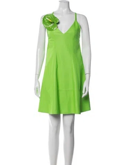 Pre-owned Loewe Lamb Leather Mini Dress In Green
