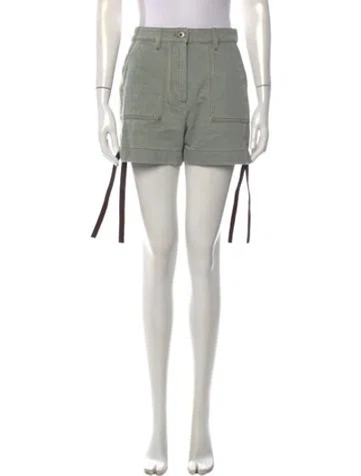 Pre-owned Loewe Lamb Leather Mini Shorts In Green