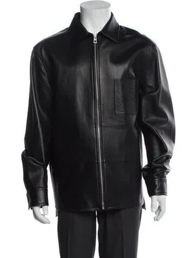 Pre-owned Loewe Lamb Leather Moto Jacket In Black