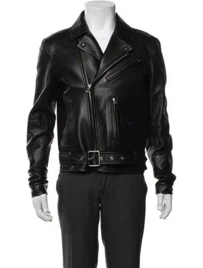Pre-owned Loewe Lamb Leather Moto Jacket In Black