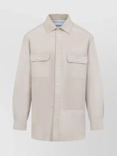 LOEWE LAMB LEATHER SHIRT BOXY PLEAT