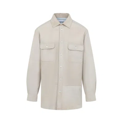 Loewe Men's Lamb Leather Shirt In White