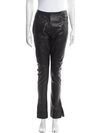 Pre-owned Loewe Lamb Leather Straight Leg Pants In Black
