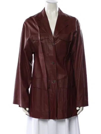 Pre-owned Loewe Lamb Leather Trench Coat In Brown