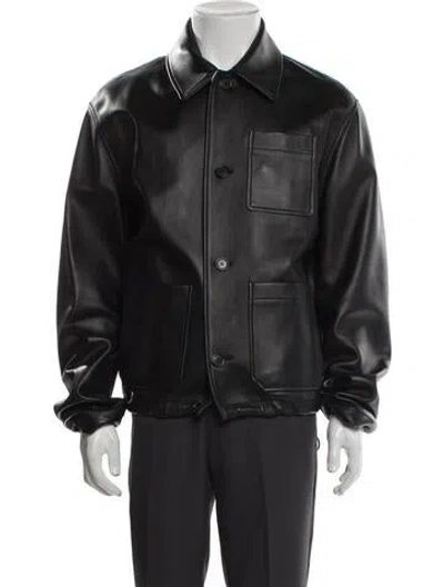 Pre-owned Loewe Lamb Leather Utility Jacket In Black