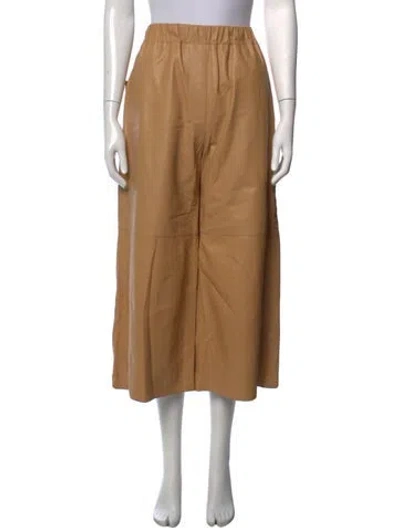 Pre-owned Loewe Lamb Leather Wide Leg Pants In Neutrals