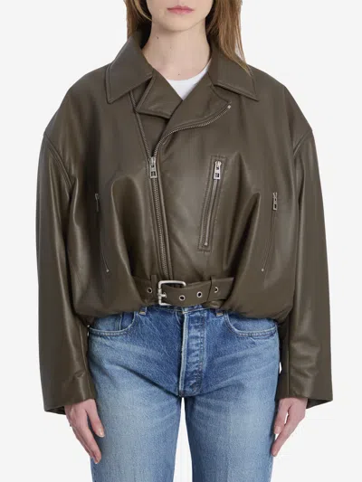 Loewe Giacca Biker In Nappa Di Agnello In Green