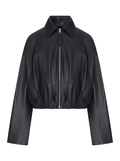 Loewe Lamb Nappa Jacket With Asymmetric Draping At The Back In Black