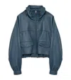 Loewe Double Layered Leather Zip Jacket In Blue