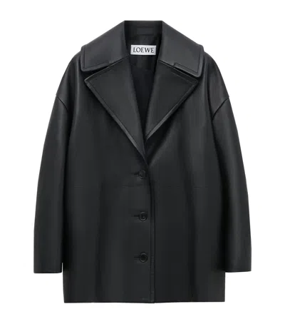 Loewe Lambskin Cropped Coat In Black