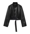 Loewe Lambskin Cropped Trench Coat In Black