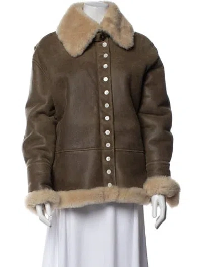 Pre-owned Loewe Lambskin Faux Fur Coat In Neutral