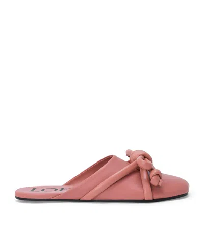 Loewe Lambskin Flamenco Knot Mules In Pink