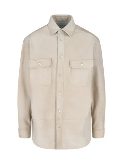 Loewe Lambskin Leather Shirt For Men In Neutral