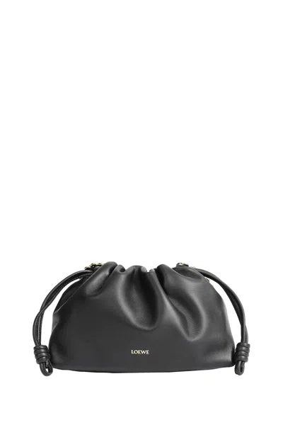 Loewe Lambskin Medium Flamenco Purse In Black