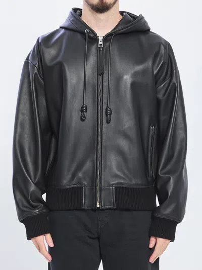 Loewe Zip-up Nappa Leather Bomber Jacket In Black