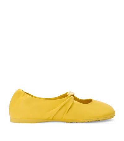 Loewe Lambskin Pebble Soft Ballet Flats In Yellow