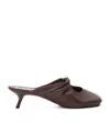 Loewe Pebble Embellished Cutout Leather Mules In Brown