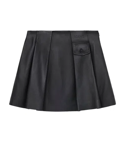 Loewe Lambskin Pleated Mini Skirt In Black
