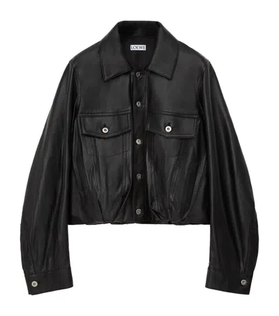 Loewe Lambskin Relaxed Leather Jacket In Black