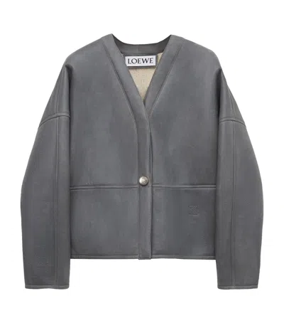 LOEWE LAMBSKIN SHEARLING-LINED PEBBLE JACKET