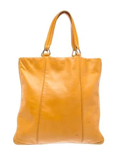 Pre-owned Loewe Lambskin Tote Vintage In Neutral