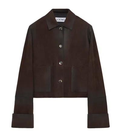Loewe Lambskin Turn-up Jacket In Brown