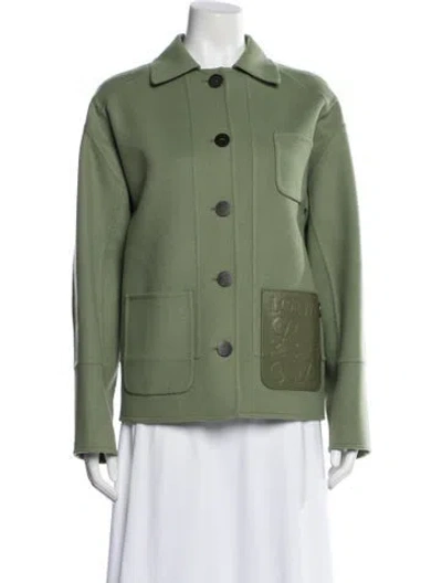 Pre-owned Loewe Lambswool Utility Jacket In Green