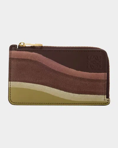 Loewe Landscape Card Holder In Calfskin Leather In Brown