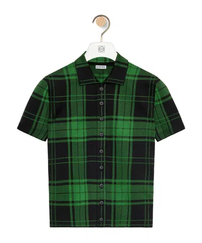 Loewe Embroidered Stretch Silk Blend Shirt In Green