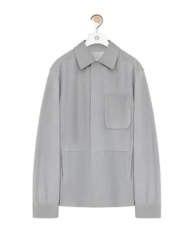 Loewe Lapel Long Sleeve Shirt In Gray