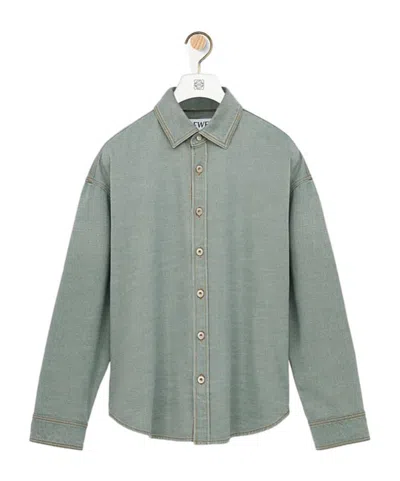Loewe Lapel Long Sleeve Shirt In Gray
