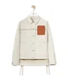 Loewe Asymmetric Leather-trimmed Cotton And Linen-blend Drill Jacket In White