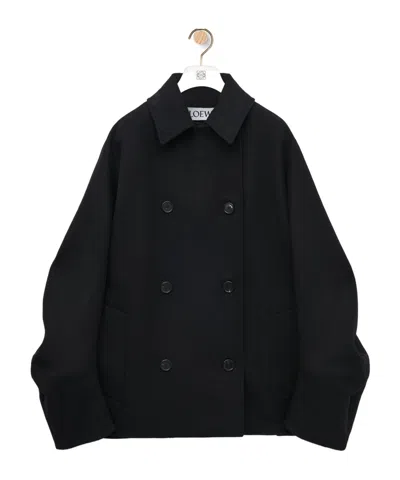 Loewe Lapel Long-sleeved Coat In Black