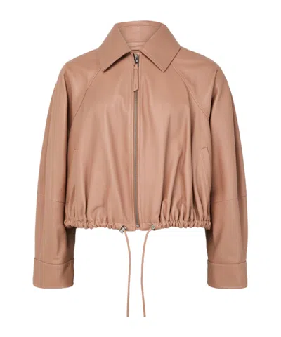 Loewe Lapel Long-sleeved Leather Jacket In Brown