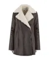 Loewe Lapel Long-sleeved Leather Jacket In Gray