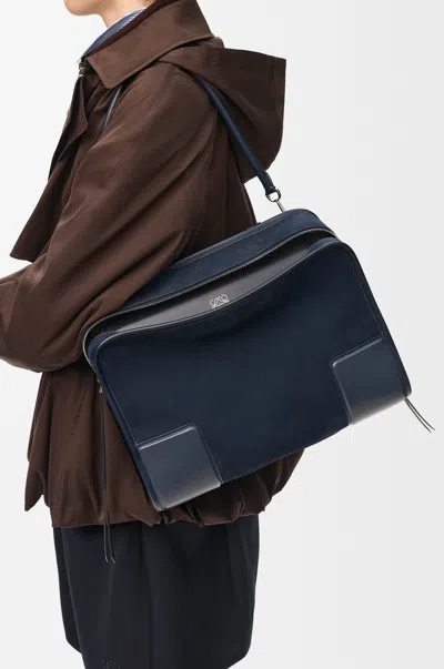 Loewe Large Amazona 180 Bag In Suede For Woman In Blue
