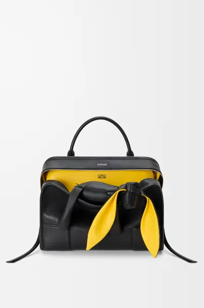 Loewe Large Amazona 180 Lazy Dog Bag In Buffalino Leather For Woman In Black/yellow