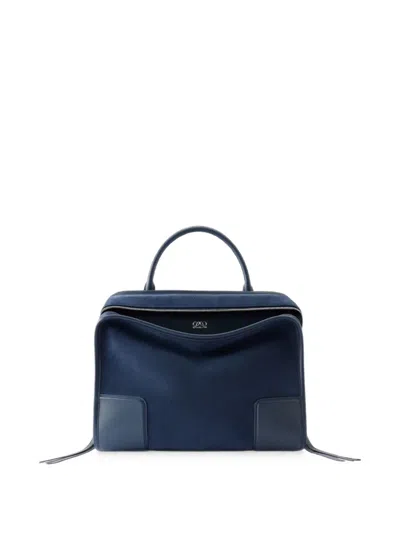 Loewe Large Amazona 180 Suede Leather Tote Bag In Blue
