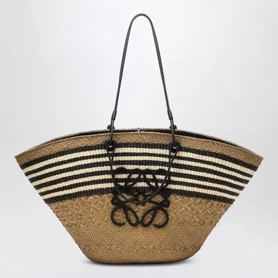 Loewe Large Anagram Basket Bag In Iraca Palm And Leather Women In Black
