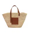 Loewe Large Basket Bag In Palm Leaf And Leather