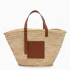 Loewe Large Basket Bag In Palm Leaf And Leather