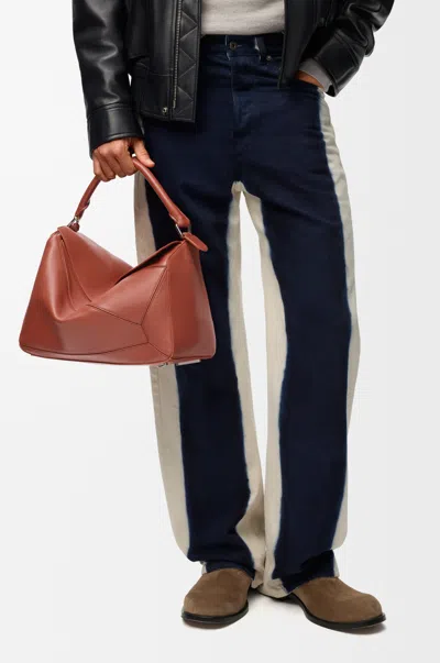 Loewe Large Featherlight Puzzle Bag In Nappa Lambskin For Man In Brown