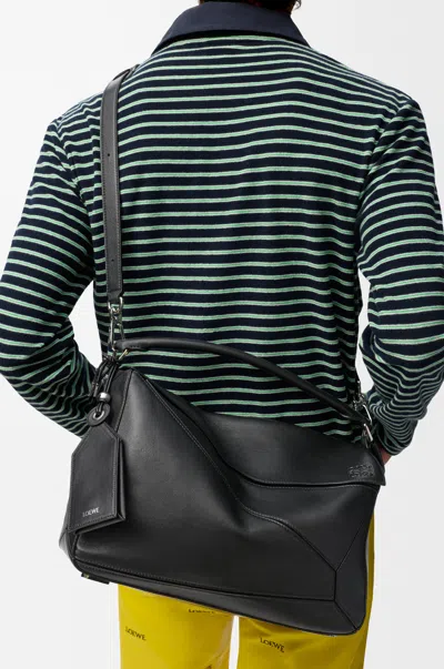 Loewe Large Featherlight Puzzle Bag In Nappa Lambskin For Man In Black