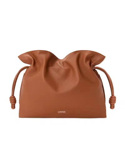Loewe Large Flamenco Clutch In Nappa Calfskin In Brown